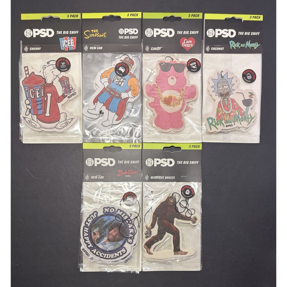 PSD The Big Sniff Air Freshener Lot Of 5 Packs‎ Of 3, Simpsons Care Bears ICEE